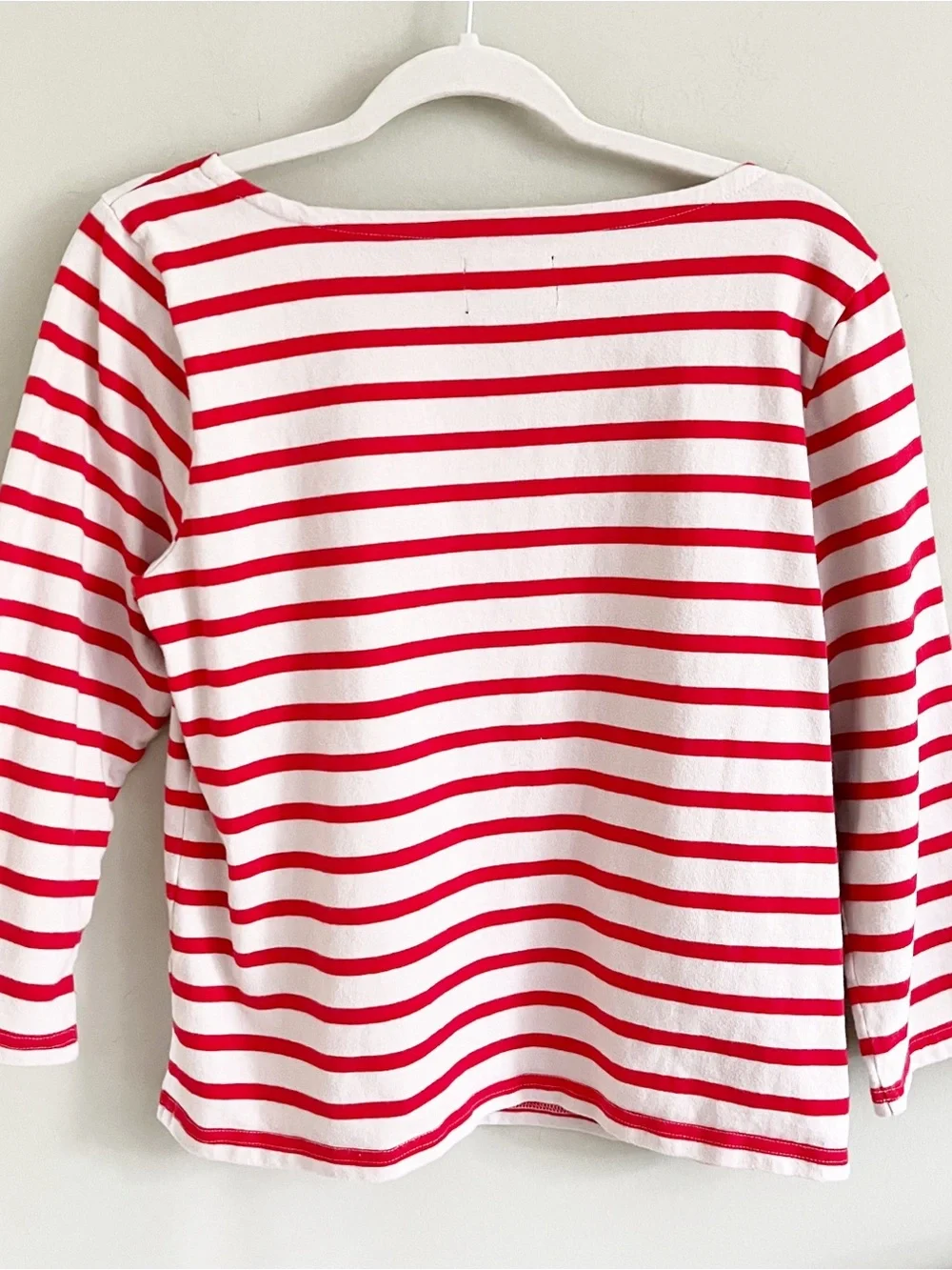 J Crew red/white striped boatneck top M